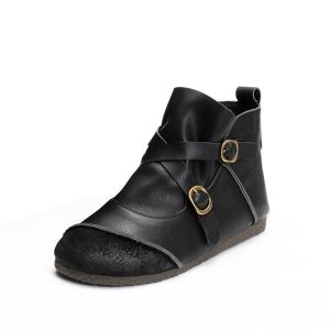 Wholesale S418 2020 Autumn And Winter New Martin Boots Retro Original Handmade Leather Stitching Fleece Flat Women'S Short Boots from china suppliers