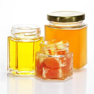 Wholesale Customized Shape 250ml 300ml 400ml 500ml Hexagonal Shape Glass Honey Jars from china suppliers