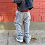 Custom Printed Logo Men's Wide Leg Baggy Sweatpants in French Terry with Double