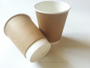 China 8oz 12oz 16oz Disposable Hot Beverage Cups Double Wall With Kraft Outsleeve on sale