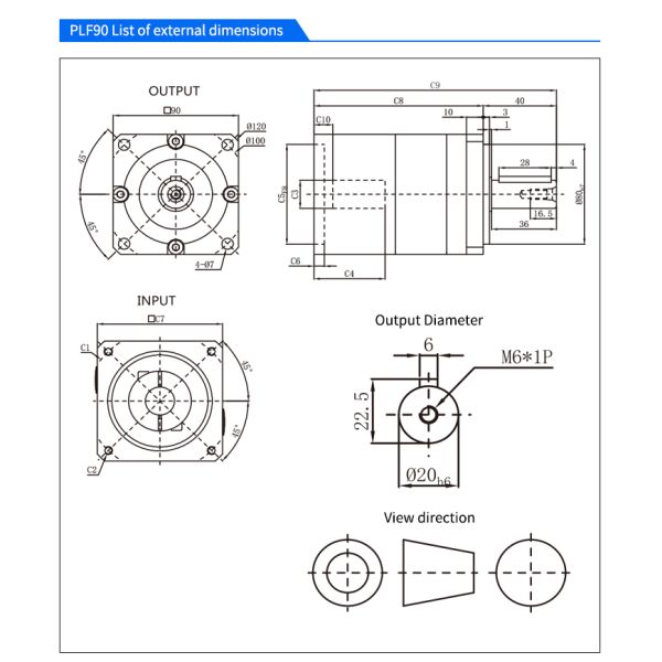 Lichuan Planetary Reducer Gearbox 20 to 1 20:1 PLF90 90mm Frame Size High Precision High Torque