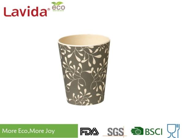 Round Shape Eco Bamboo Fiber Cup , Non - Fragile Gray Color Bamboo Fiber Travel