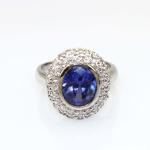 925 Silver Oval Garnet Gemstone Ring with Cubic Zircon (S-RJ692)