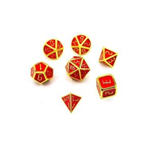 Wholesale 14mm Tabletop Game Metal Dice Set For Sale Gold Plating With Ruby Red Color from china suppliers