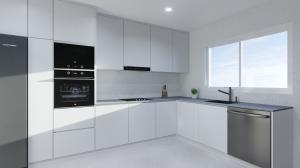Wholesale 1.8m Modern Black And White Kitchens With Seating With Stone Top And Plywood Door from china suppliers