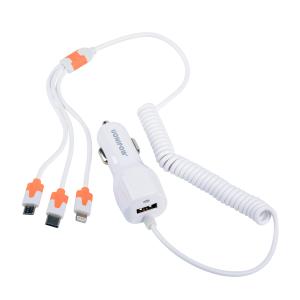 Wholesale Micro+Lightning+Type-c 3-in- car charger USB cable one for three car phone charger from china suppliers
