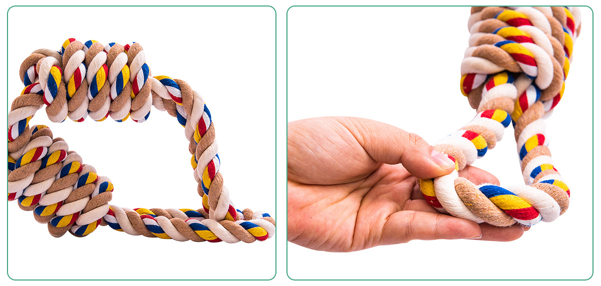 Sustainable Mixed Color Dog Chew Toy for Large Breeds Bite-Resistant Labrador and Golden Retriever Polygonal Stick Rope