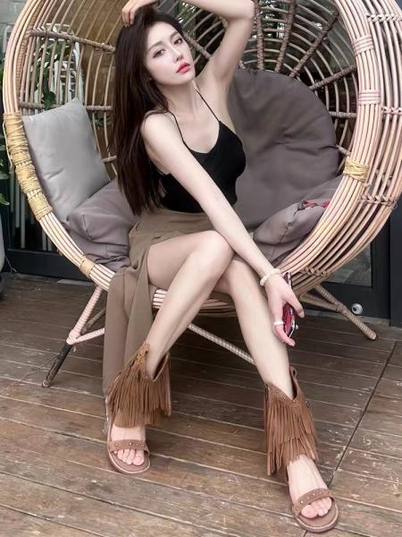 Cow Leather Summer Roman Style Sandals New Wear High Wedge Heels Increase Cool