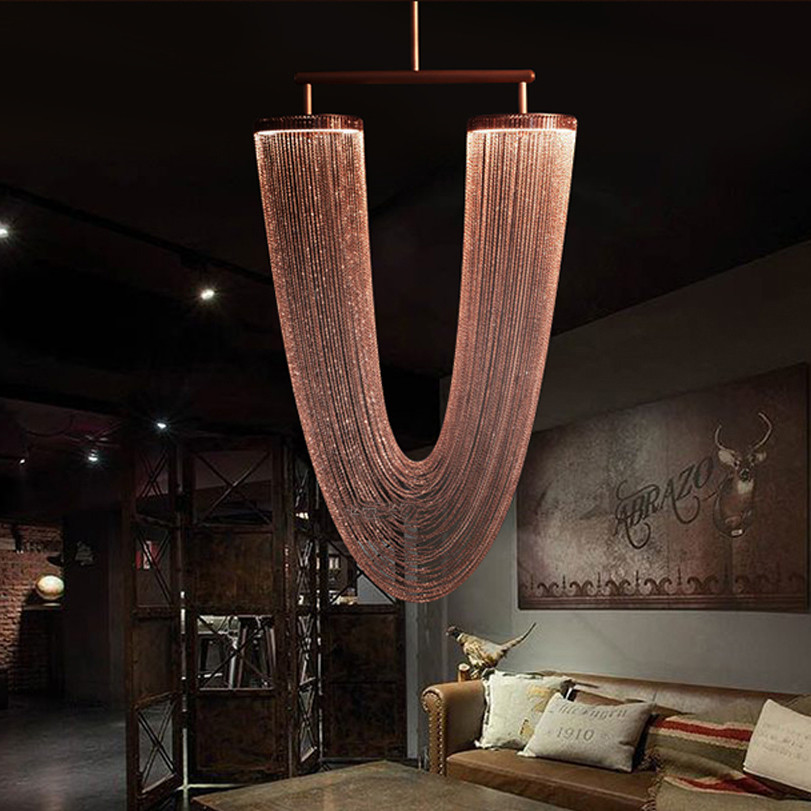 Modern Aluminum Chain Tassel Chandelier Home Kitchen Island rose gold Chandelier(WH-MI-416)