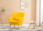 Living Room Fabric Wooden Sofa Ming Yellow Colour With High Density Sponge