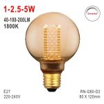 G80 Bulb, Deco Light, E27 LED Bulb, Fashionable Glass Bulb, 1800K Lamp, Dimmable
