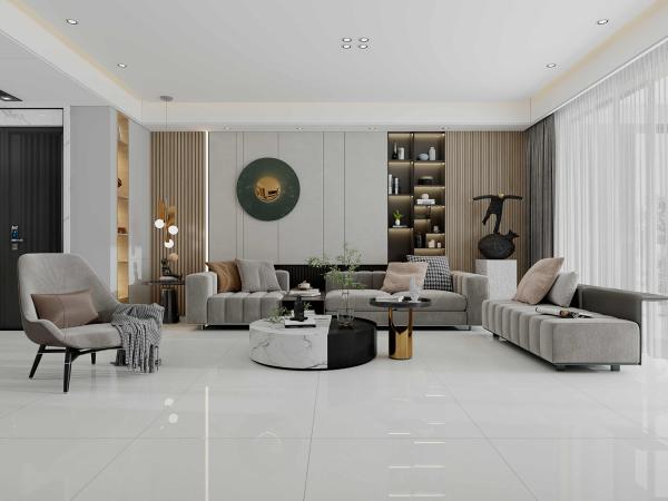 Scratch-resistant Light Gray Indoor Floor 800x800mm Polished Glazed Porcelain