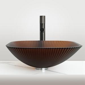 Wholesale 1 Hole Glass Bathroom Wash Basin With Mirror Included Countertop Mounted Sinks from china suppliers