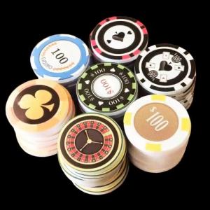China 20mm Personalized Game Plastic Poker Chips Colorful Stamping Token on sale