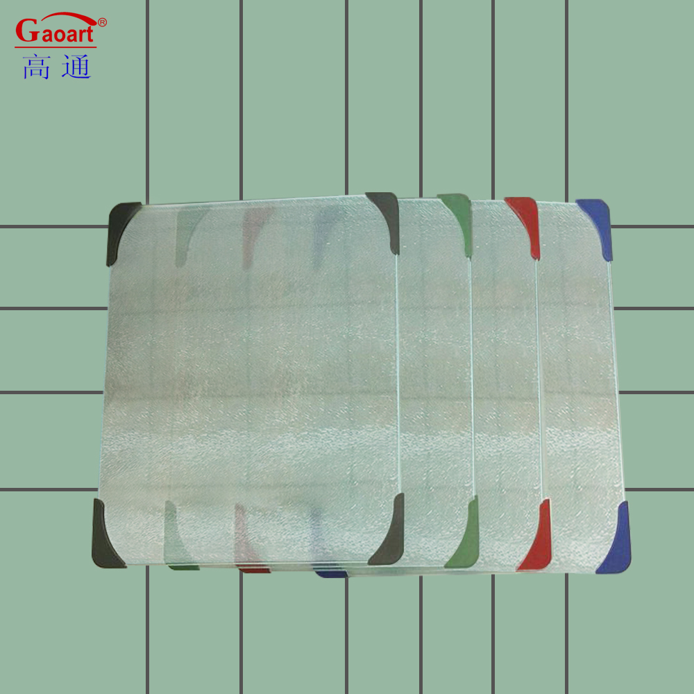 Tempered Glass Cutting Board with Rubber Edged All-Season Kitchen Tool 4pcs Corners