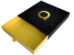 Black Paper Sliding Drawer Gift Boxes Foil Gold Embossed Logo For Clothing