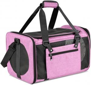 China Black Pink Dog Travel Crate Airline Approved , S-L Carrier Cage For Dog on sale
