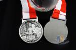 Old Tower 3D Effect Custom Award Medals With Red / White Ribbon 50 * 3mm