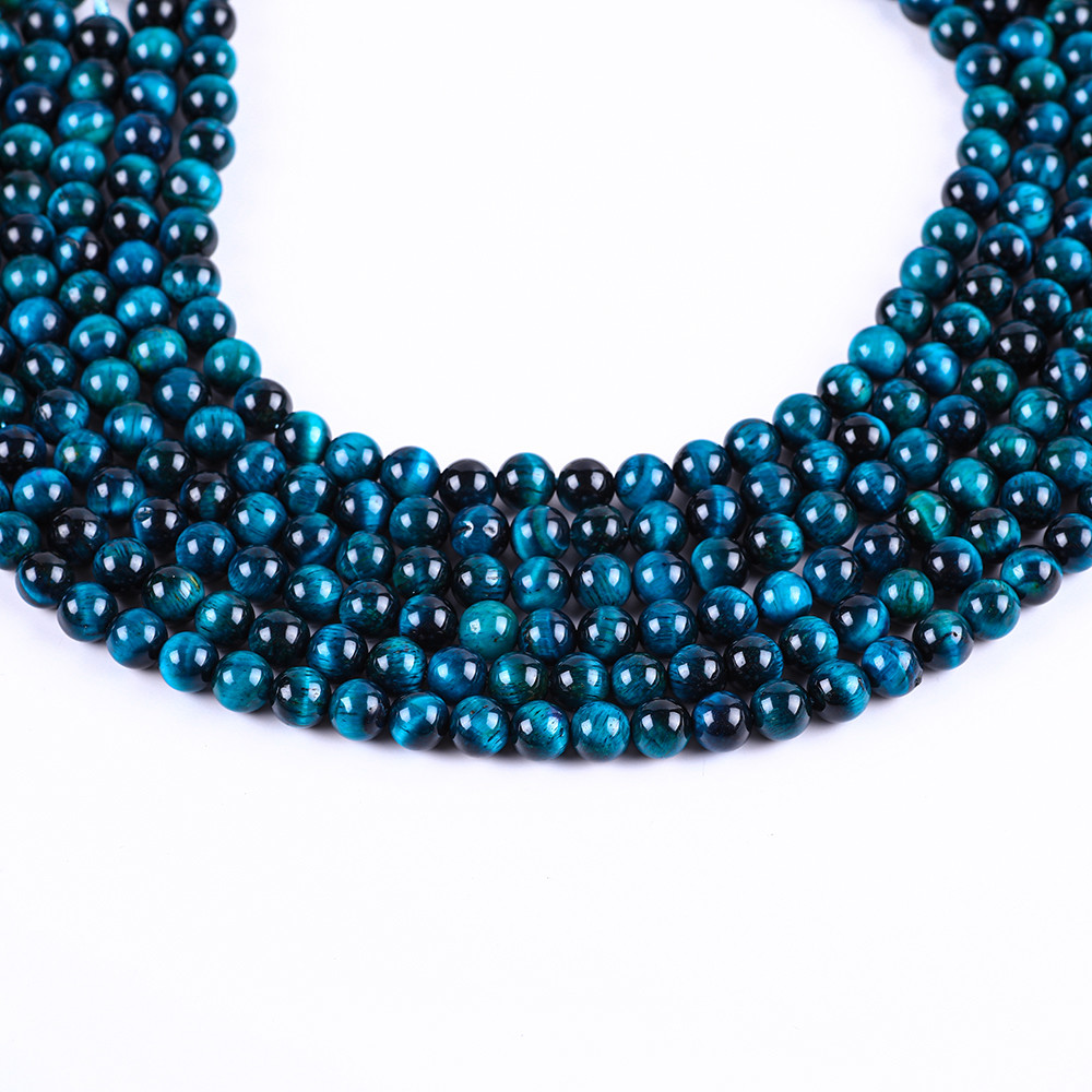 8mm Lake Blue Tiger's Eye Gemstone Healing Crystal Stone Beads For Jewelry Making