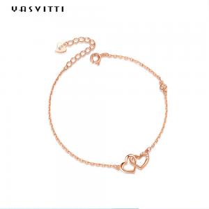 China ODM 7.8in 304 SS Slider Bracelets Silver 18k Rose Gold Open Heart Bracelet on sale