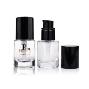 Wholesale 15ml Round Clear Empty Glass Foundation Bottle With Black Plastic Cap from china suppliers