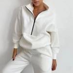 Fall Winter Women Plain Tracksuits Casual Two Piece Crop Top Hoodies and Pants
