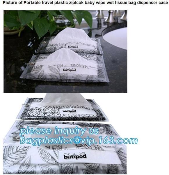 Biodegradable BUTIPOD bag, portable travel k baby wipe wet tissue bag, dispenser