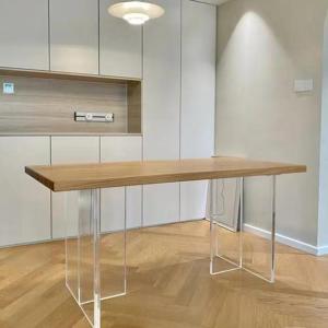 Wholesale Transparent Acrylic T-Shaped Dining Table Custom Color Legs with Thickened Base from china suppliers