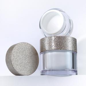 Wholesale Customizable Label Acrylic Plastic 30g 50g Luxury Shiny Silver Aluminum Frosted Cosmetic Cream Jar with ABS Flat Top Lid from china suppliers