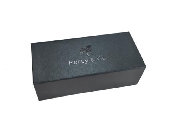Quality Glossy Foil Logo Folding Gift Boxes Black Color For Dog Chain Packaging for sale