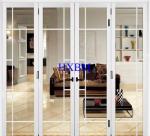 Tempered Clear Glass Aluminum Folding Doors Flush Appearance Anti Aging