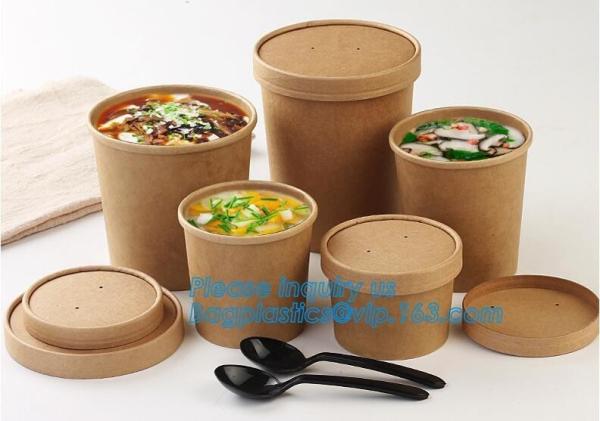 Eco Friendly Disposable takeaway food container Kraft Paper noodle bowls Hot