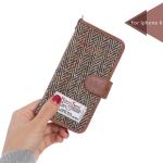Brown Iphone 6 6s Wallet Case Harris Tweed Premium Fabrics 4.7 Inch