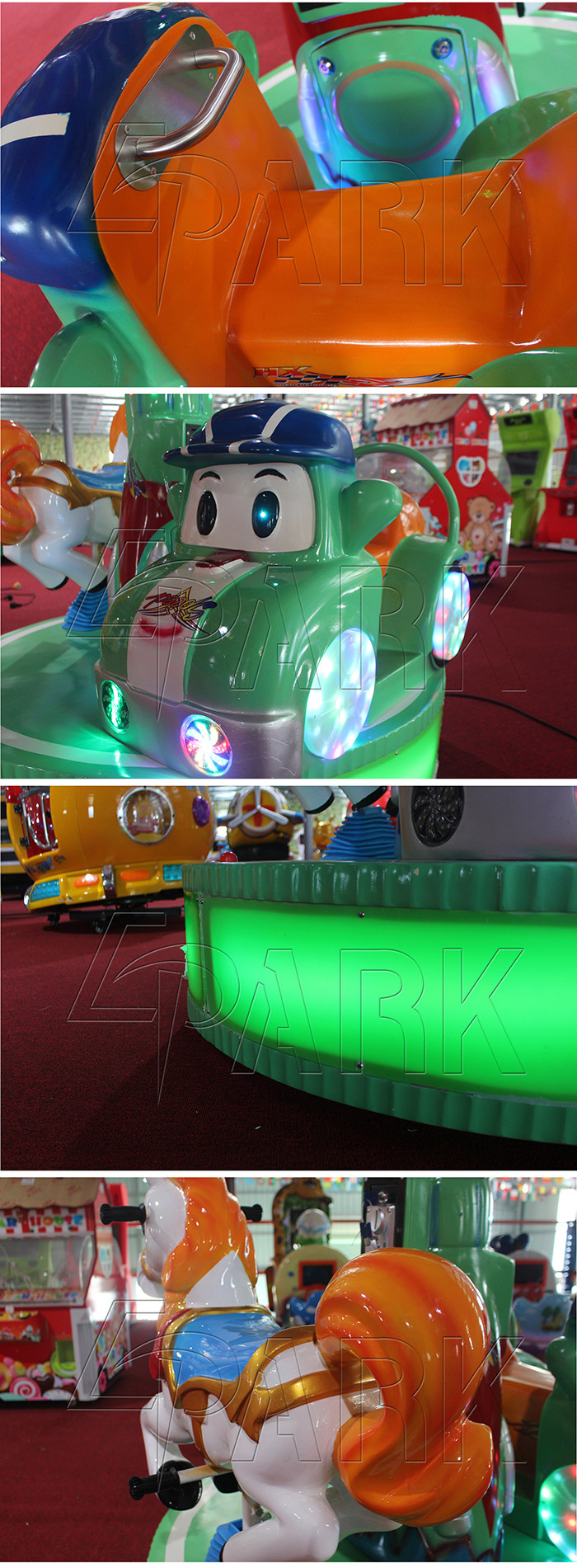 Kids Amusement Revolving Carousel Kiddie Rides Coin Operated Rotating Games Two Players