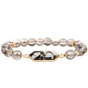 Wholesale Gold Plated Hexagonal Turquoise Handmade Glass Beads Bracelets With Gold Foil from china suppliers