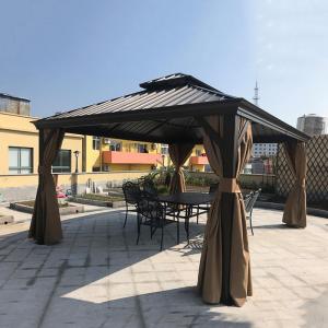 China 12x16 Outdoor Hardtop Gazebo Galvanized Steel Metal Double Roof With Mesh Cover on sale