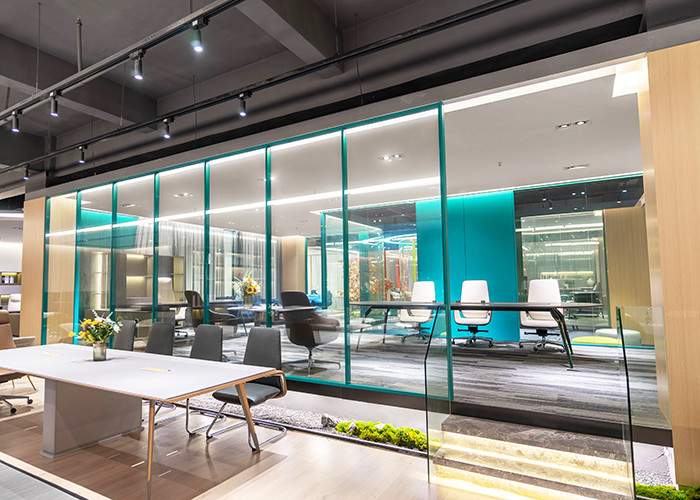 Customizable Cubicle Systems Ultra-clear Vision Glass Partition Wall With Aluminum Frame