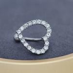Silver Belly Button Ring Shiny Zircons Love Heart Navel Jewelry Piercing
