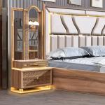 Turkish Luxury Style Wooden Frame King Size Bed Set Led Headboard Modern Classic