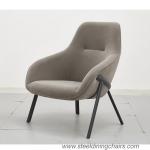 Upholstered Single Seater Blue Accent Armchair With Steel Frame