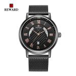 Mesh Strap Mens Watches Quartz Stainless Steel Mineral Crystal Glass With Date