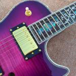 Custom LP Semi Hollow body Electric Guitar with F holes, Abalone Flower inlaid