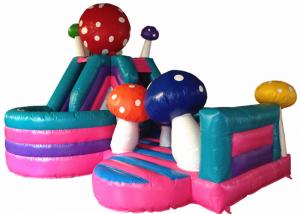China Multi - Play PVC Fabric Inflatable Fun City Mushroom Bounce House 6x4m on sale