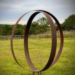 Rusty Outdoor Corten Steel Sculpture Line Cross Shape Rustic Rings Garden
