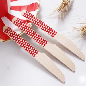 Wholesale Red Stripe Cutlery Disposable Biodegradable Wooden Tableware Utensils from china suppliers