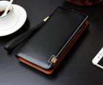 Men Korean version of crusty polished vertical section clutch wallet zipper