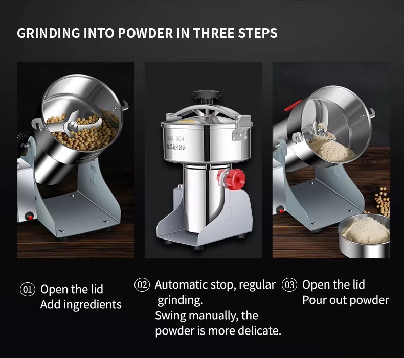 Mini Home 2500G Grinder Small Rice Corn Walnut Coffee Cocoa Peanut Soybean Sesame Flour Mill Machine