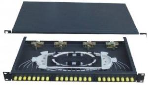 Wholesale ST adapter face plate 24 fibers Rack-Mounted Fiber Optic Terminal Box black cold-rolling steel sheet from china suppliers