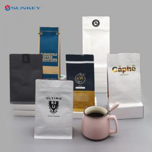 Wholesale Flat Bottom Tea Coffee Packaging Bag Compostable Coffee Bags With Valve And Zipper from china suppliers