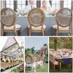 Dinning Banquet Event French Style Rattan Back Solid Wood Louis Chair Stackable